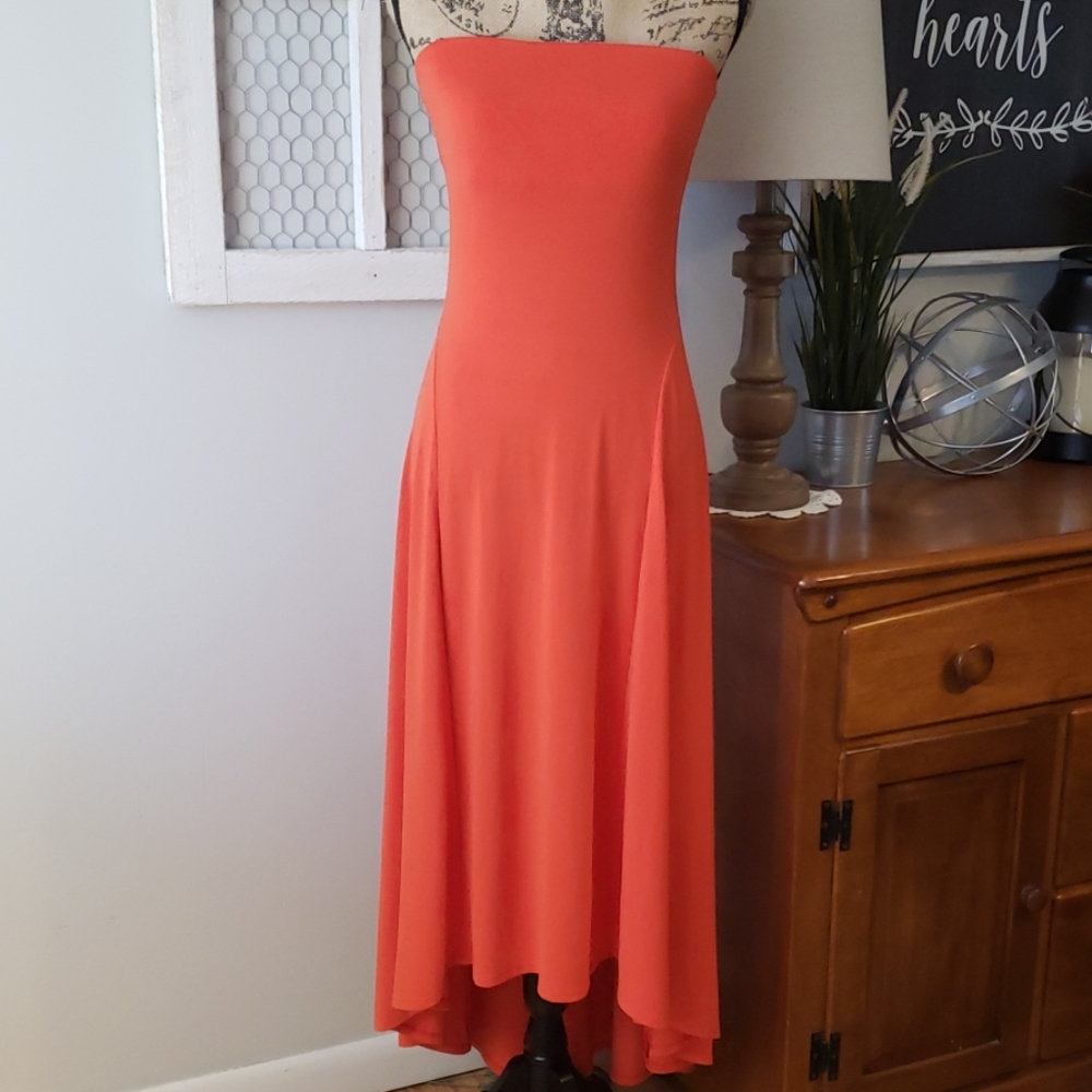 Express strapless orange dress size Small